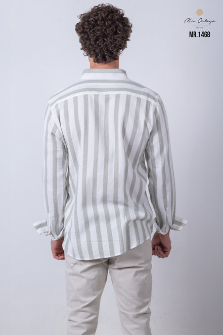 CAMISA RAYAS VERDE Y BLANCO