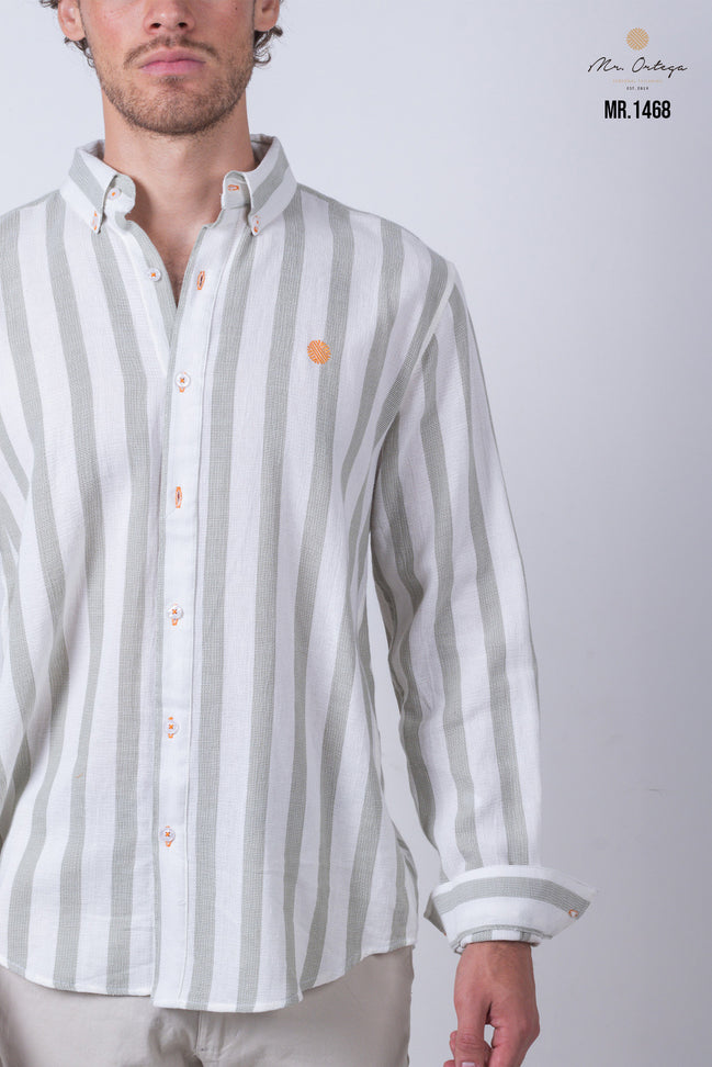 CAMISA RAYAS VERDE Y BLANCO