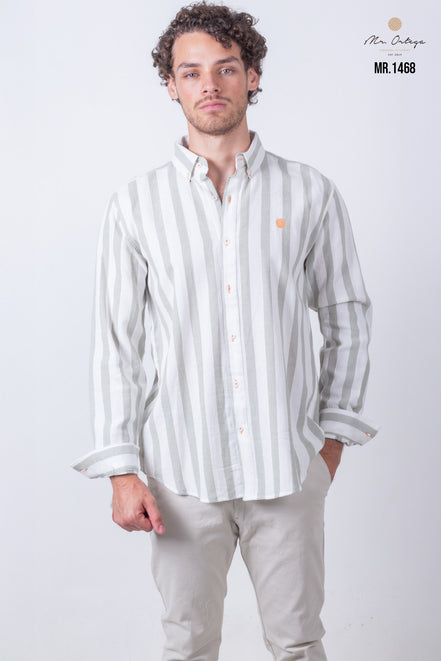 CAMISA RAYAS VERDE Y BLANCO