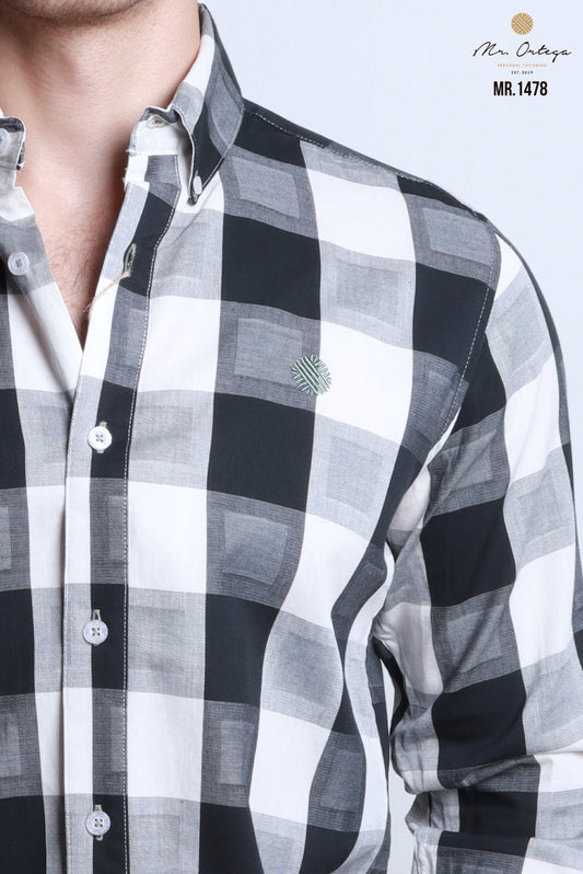 CAMISA CUADROS NEGRO Y BLANCO MANGA LARGA
