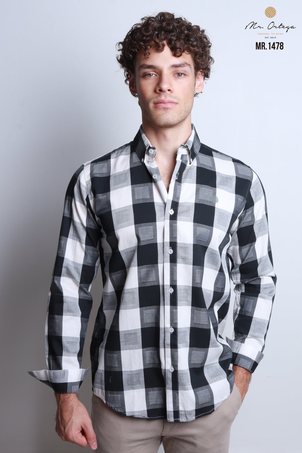 CAMISA CUADROS NEGRO Y BLANCO MANGA LARGA
