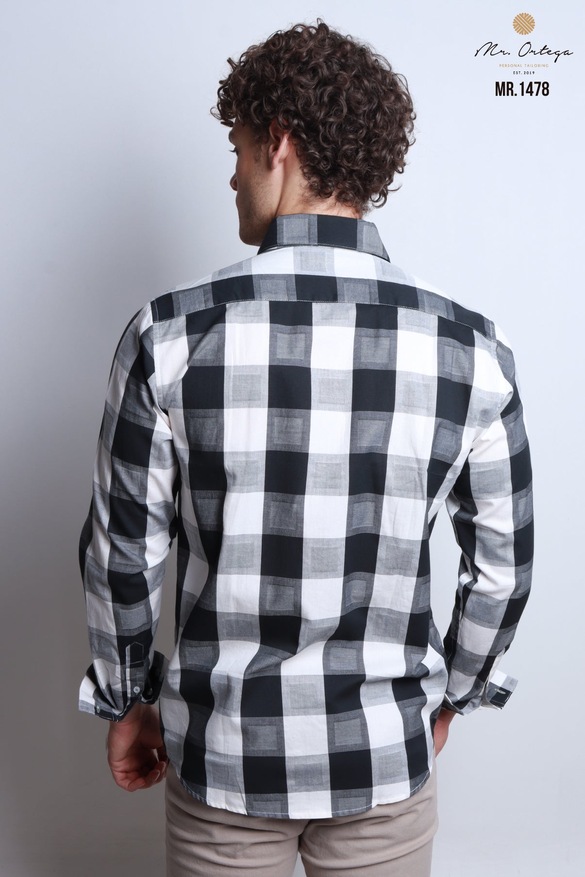 CAMISA CUADROS NEGRO Y BLANCO MANGA LARGA