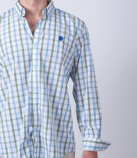 CAMISA CUADROS BLANCO, VERDE Y AZUL