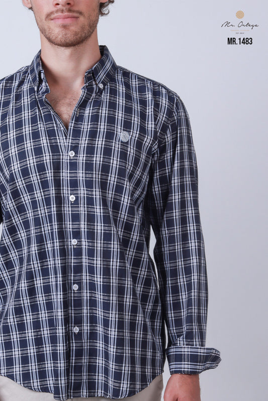 CAMISA CUADROS NEGRO Y BLANCO MANGA LARGA