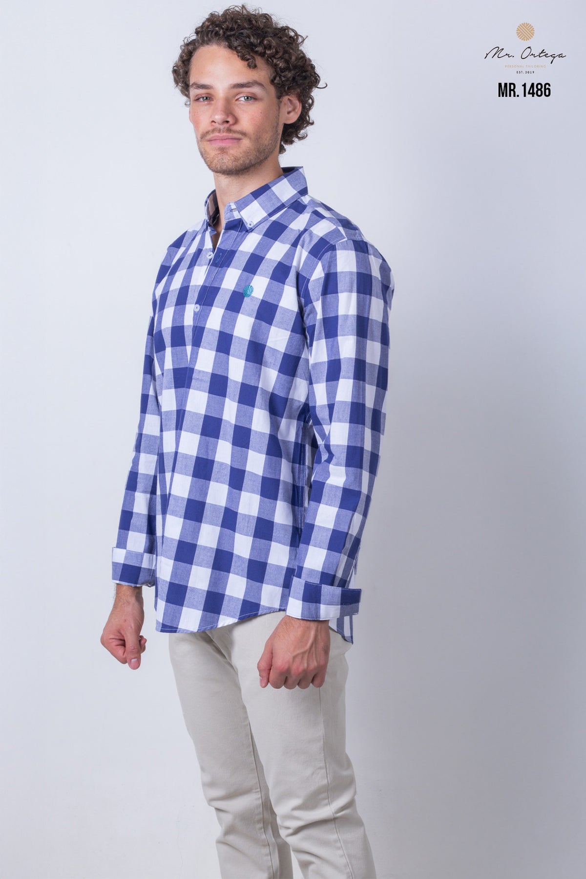 CAMISA CUADROS AZUL Y BLANCO MANGA LARGA