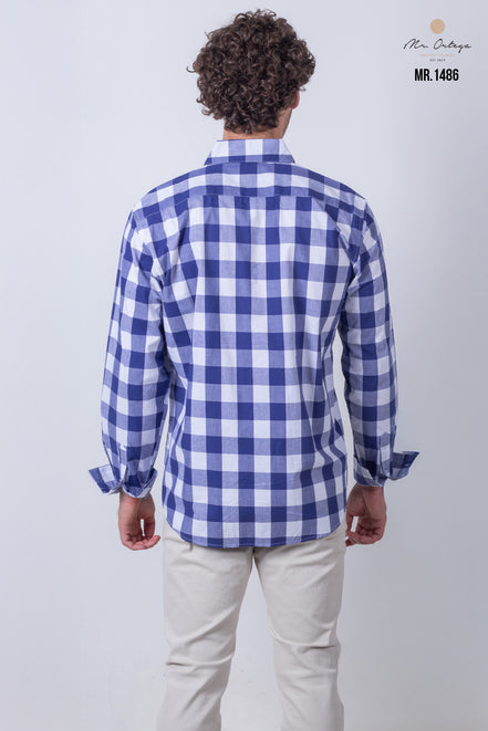 CAMISA CUADROS AZUL Y BLANCO