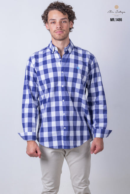 CAMISA CUADROS AZUL Y BLANCO