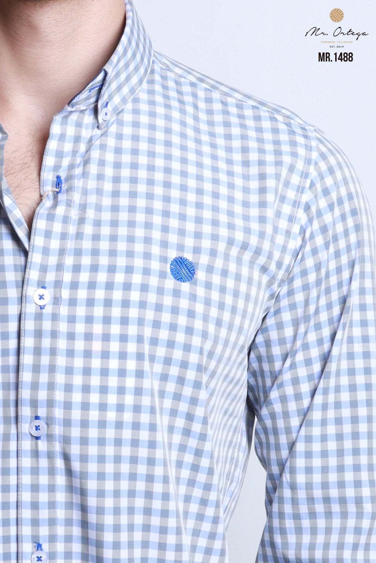 CAMISA CUADROS VERDE MUSGO, BLANCO  AZUL Y MANGA LARGA