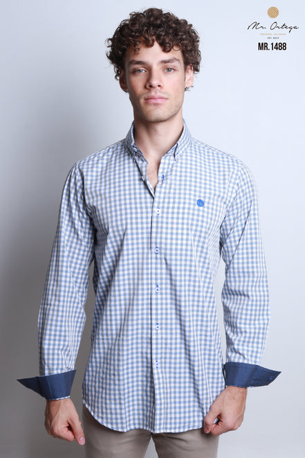 CAMISA CUADROS VERDE MUSGO, AZUL Y BLANCO