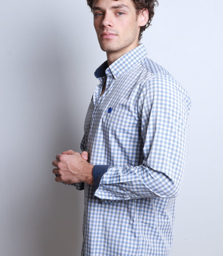 CAMISA CUADROS VERDE MUSGO, AZUL Y BLANCO