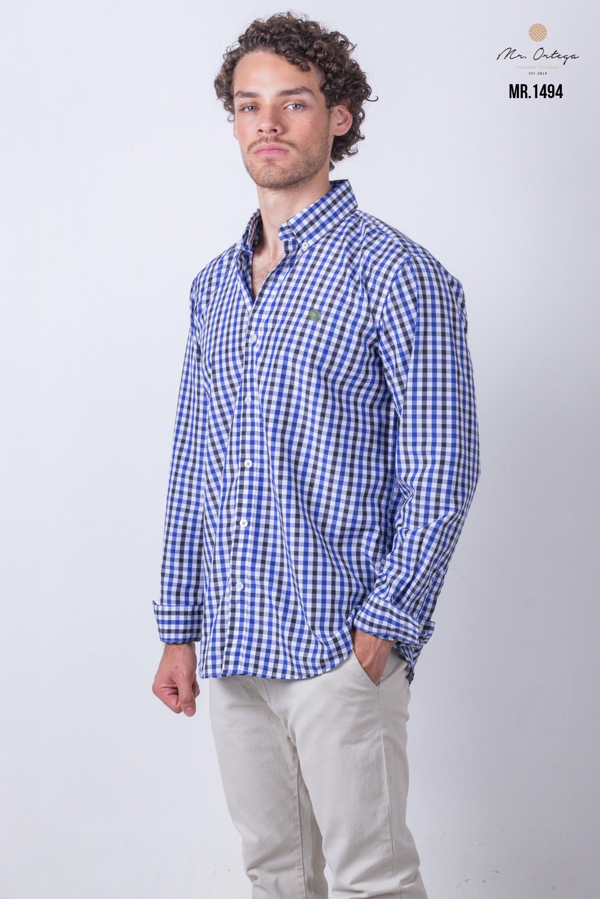 CAMISA CUADROS AZUL, NEGRO Y BLANCO MANGA LARGA