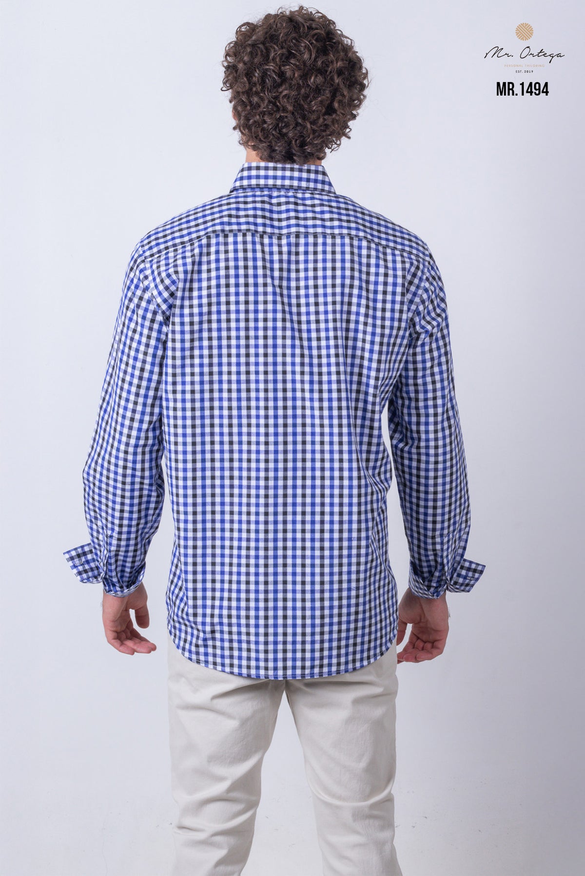 CAMISA CUADROS AZUL, NEGRO Y BLANCO MANGA LARGA