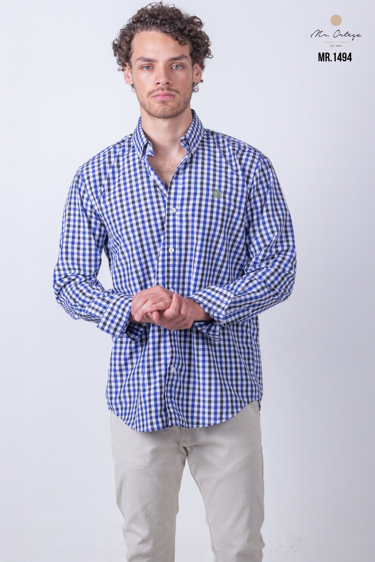 CAMISA CUADROS AZUL, NEGRO Y BLANCO MANGA LARGA