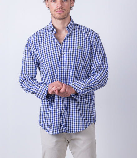 CAMISA CUADROS BLANCO, AZUL Y NEGRO