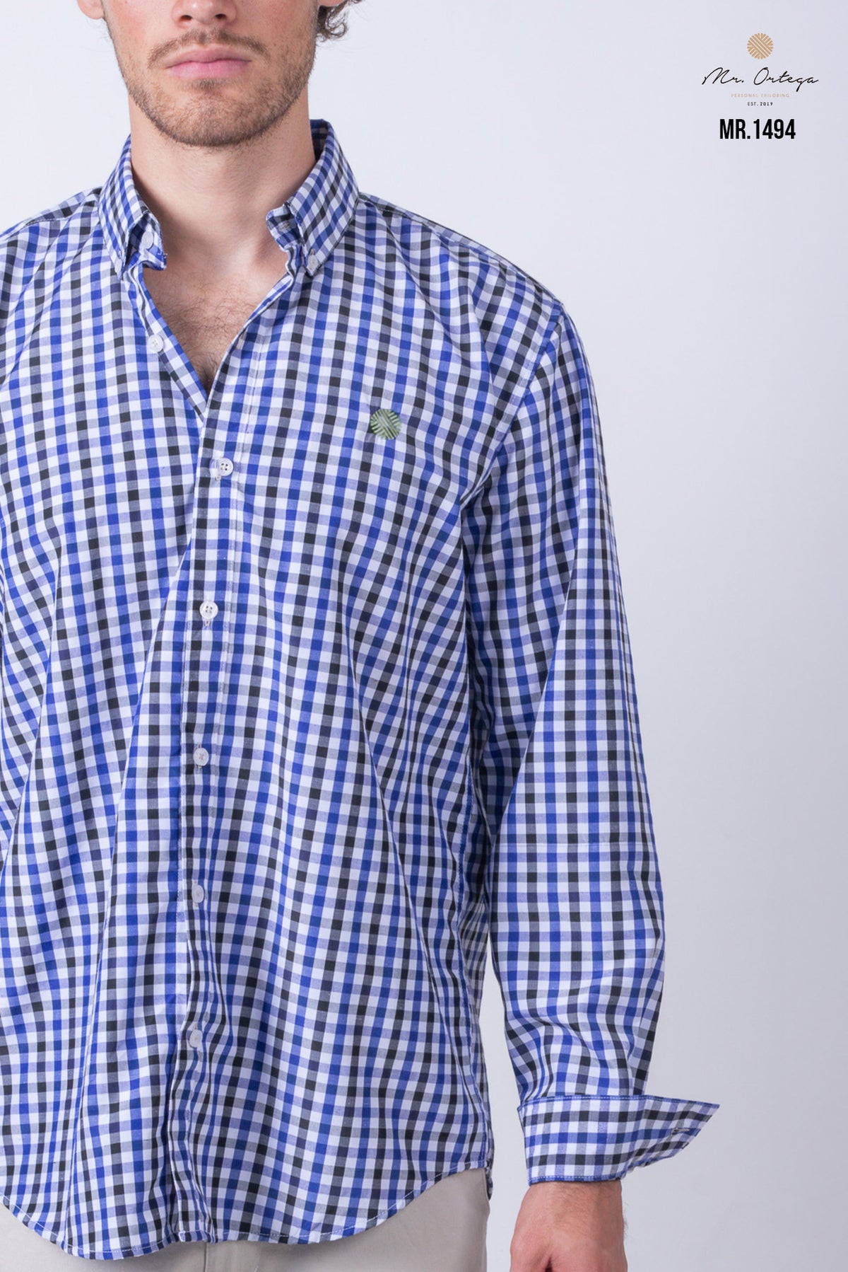 CAMISA CUADROS AZUL, NEGRO Y BLANCO MANGA LARGA