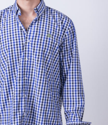 CAMISA CUADROS BLANCO, AZUL Y NEGRO
