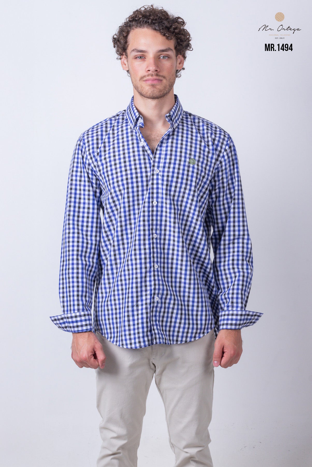 CAMISA CUADROS AZUL, NEGRO Y BLANCO MANGA LARGA