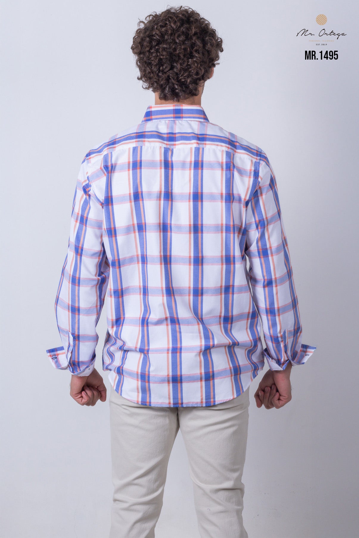 CAMISA CUADROS BLANCO, AZUL Y NARANJA