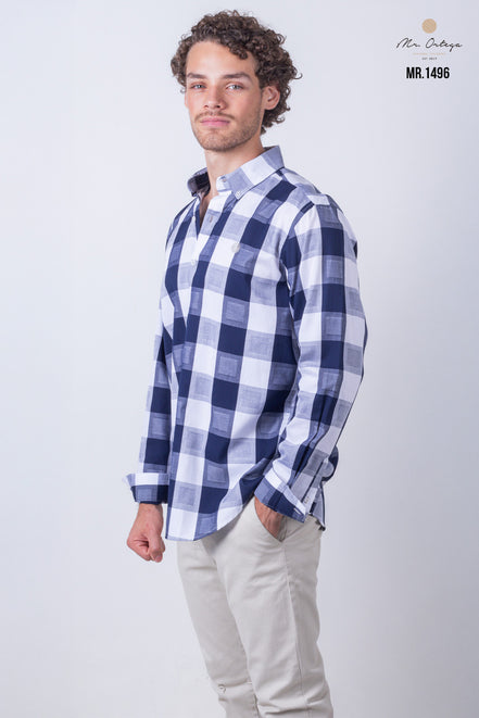 CAMISA CUADROS AZUL Y BLANCO