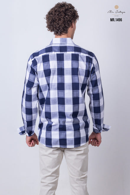 CAMISA CUADROS AZUL Y BLANCO