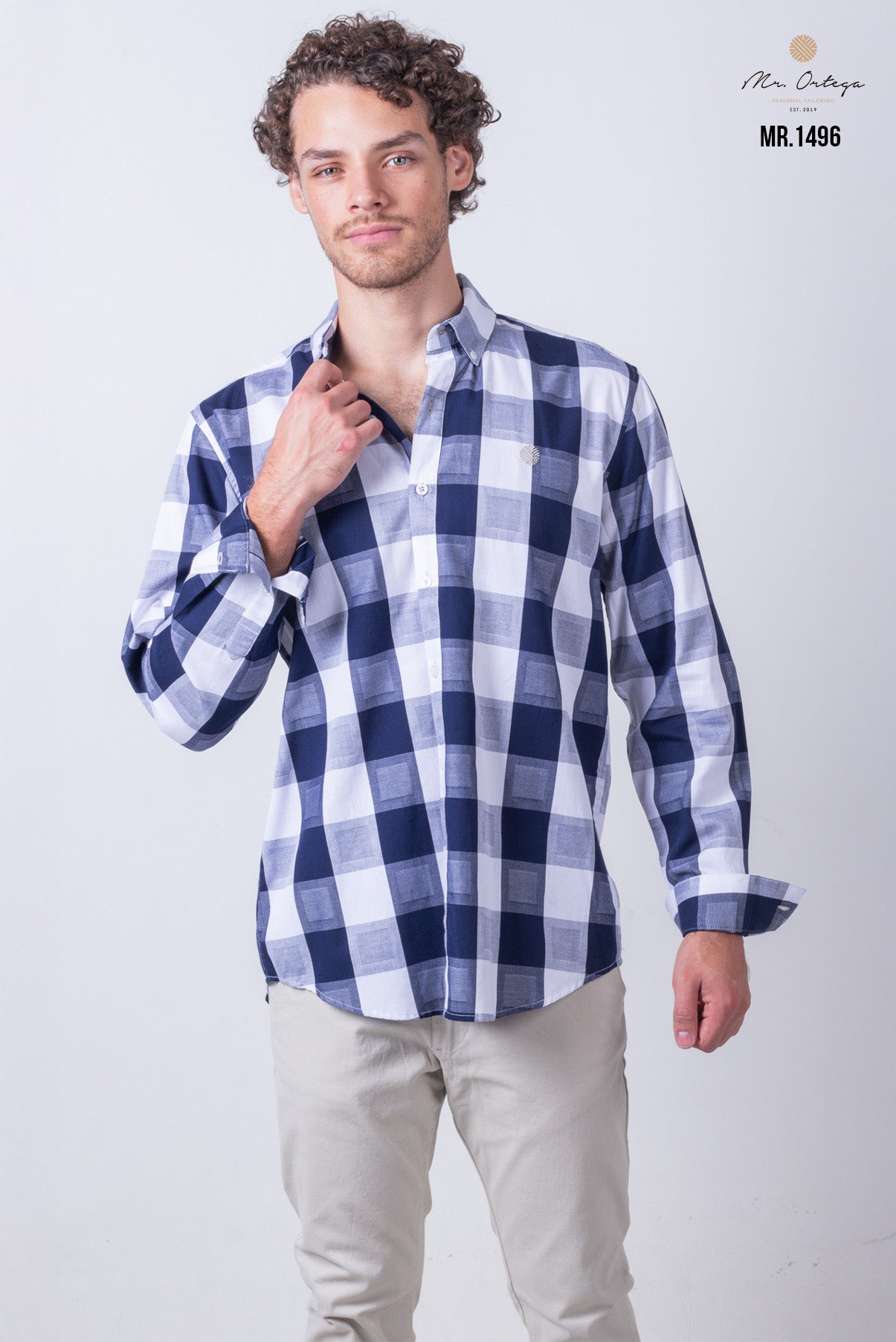 CAMISA CUADROS AZUL Y BLANCO