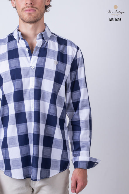 CAMISA CUADROS AZUL Y BLANCO