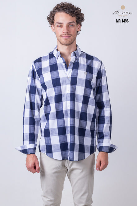 CAMISA CUADROS AZUL Y BLANCO