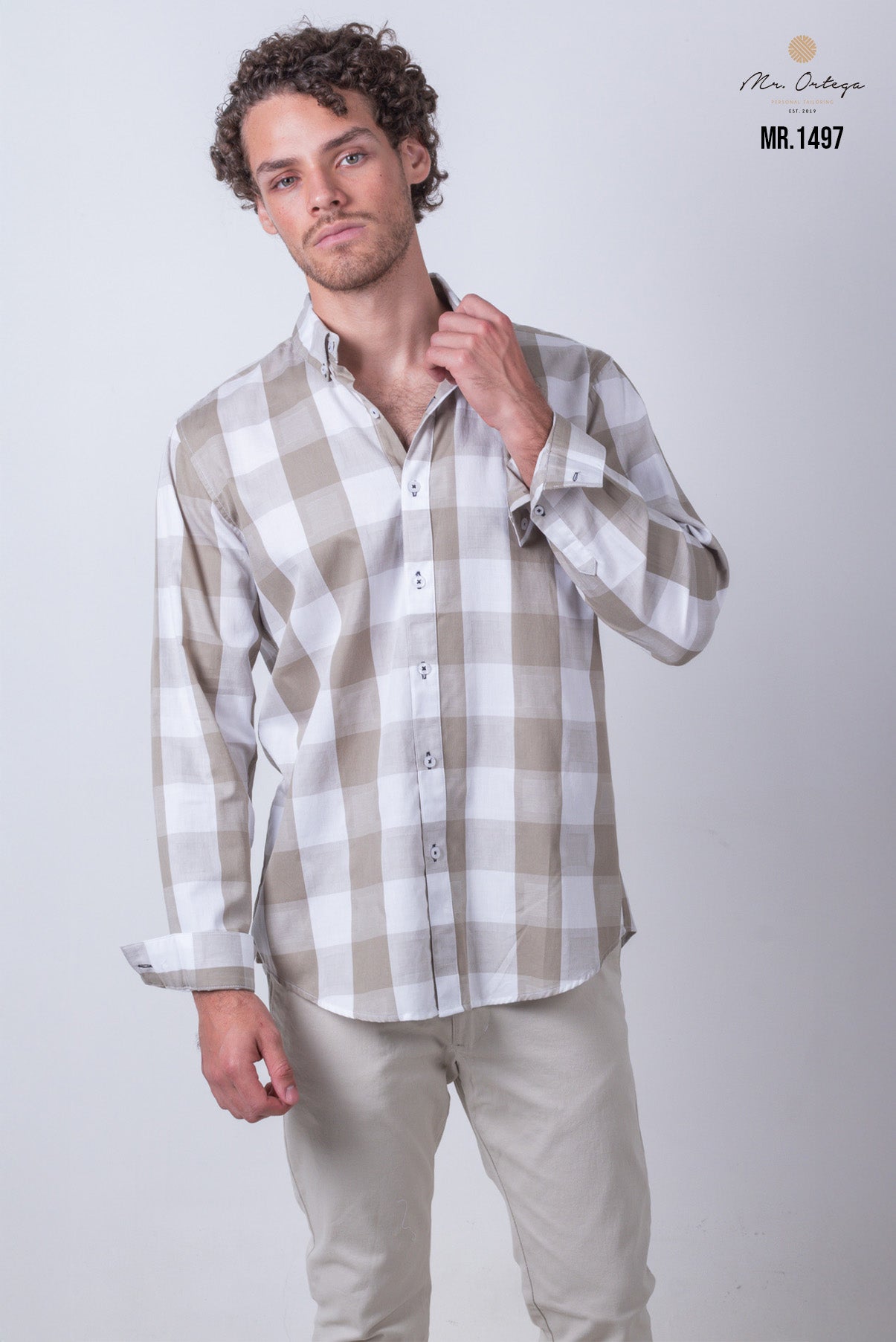 CAMISA CUADROS CAFE Y BLANCO