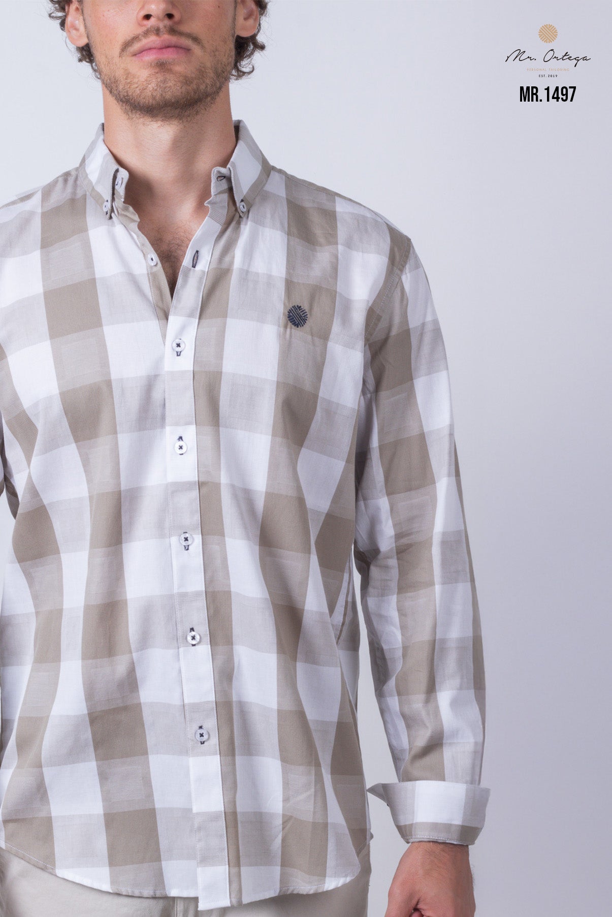 CAMISA CUADROS CAFE Y BLANCO