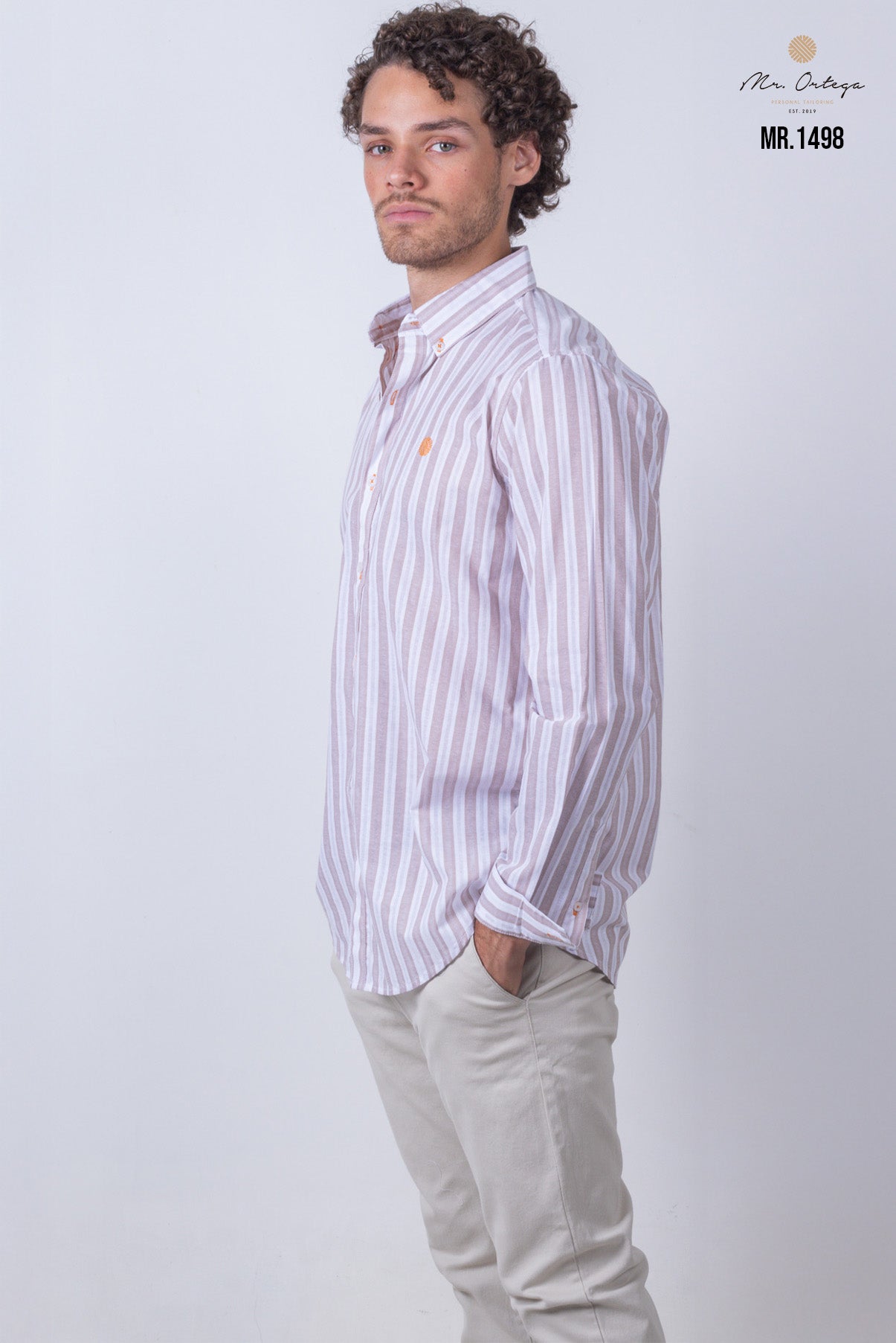 CAMISA RAYAS CAFE Y BLANCO