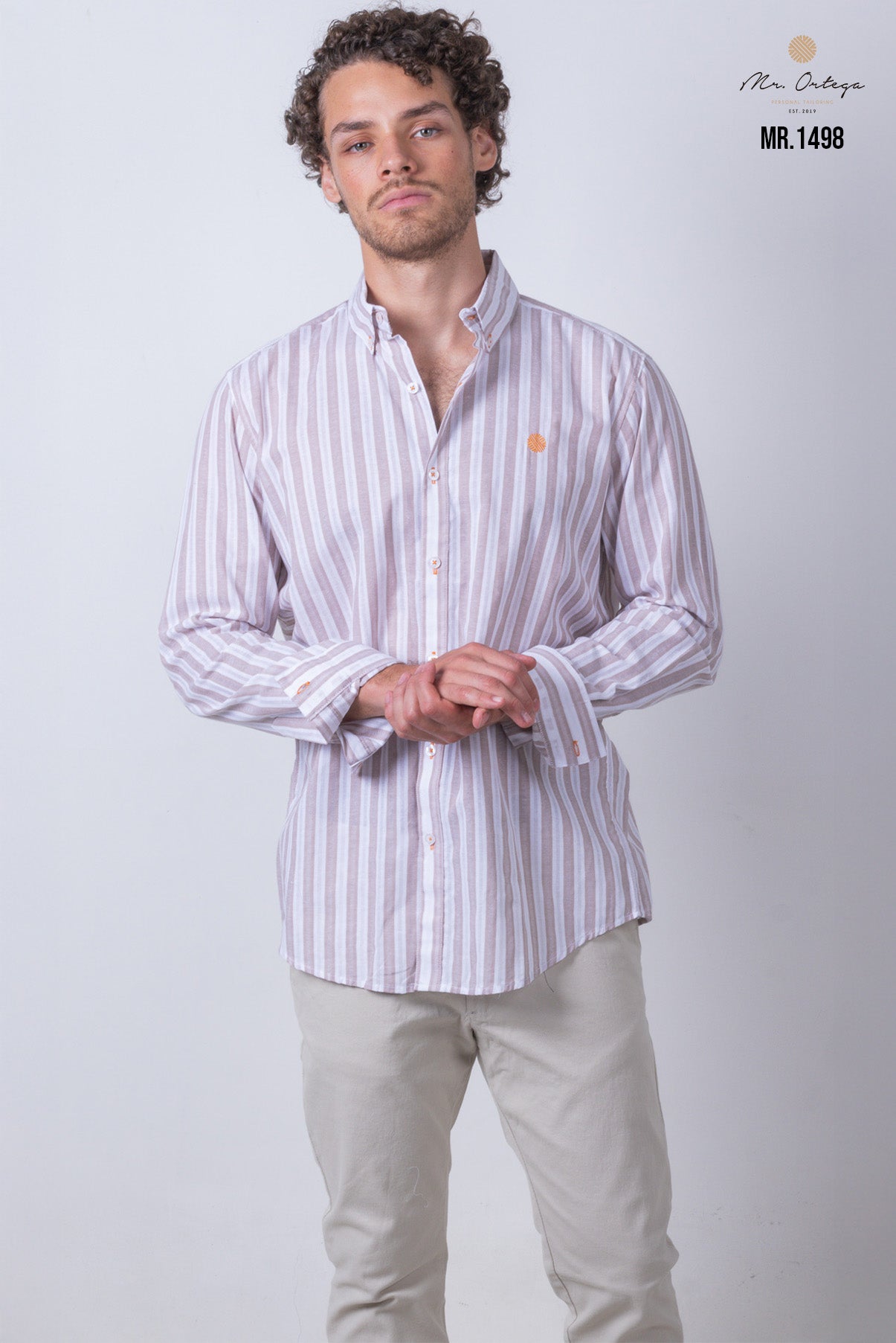 CAMISA RAYAS CAFE Y BLANCO