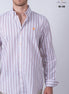 CAMISA RAYAS CAFE Y BLANCO