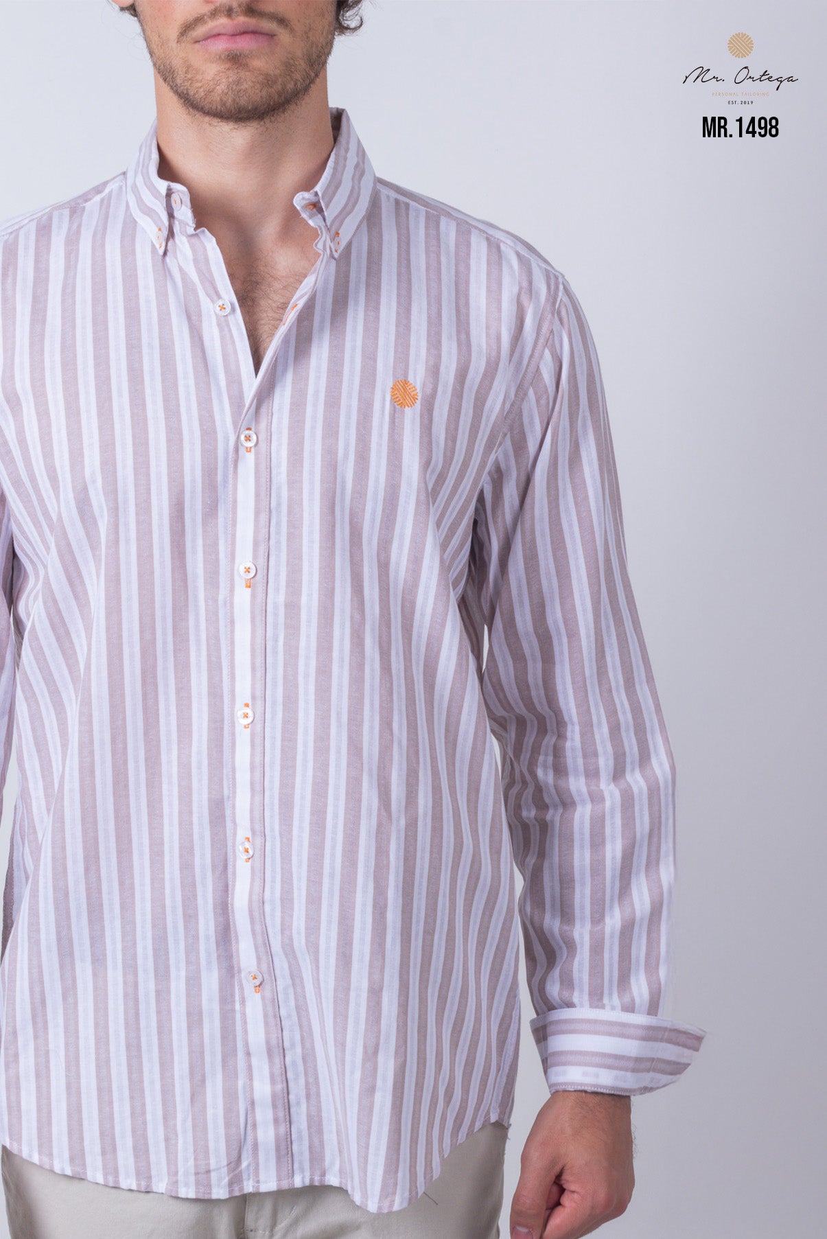 CAMISA RAYAS CAFE Y BLANCO