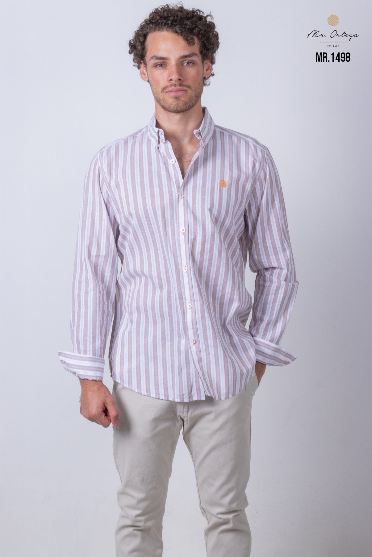 CAMISA RAYAS CAFE Y BLANCO
