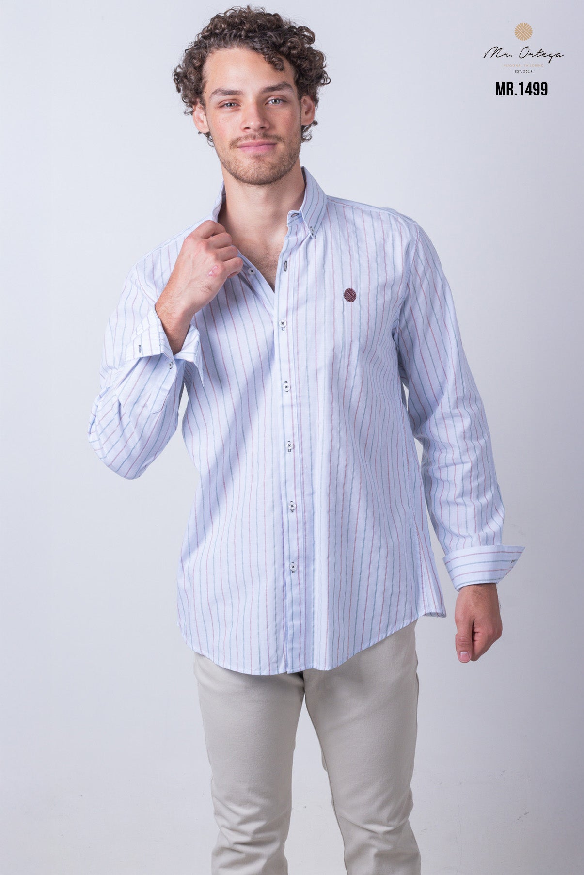 CAMISA RAYAS AZUL Y ROJO MANGA LARGA