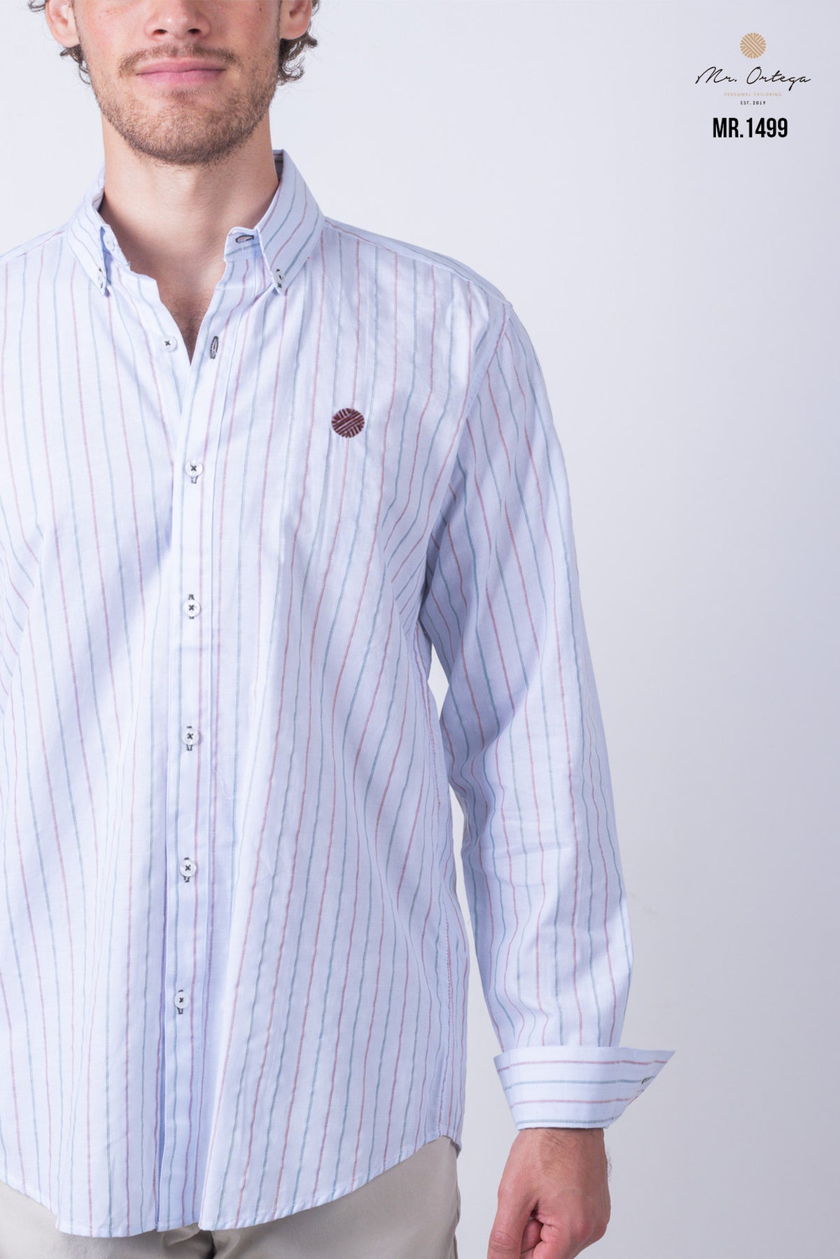 CAMISA RAYAS AZUL Y ROJO MANGA LARGA