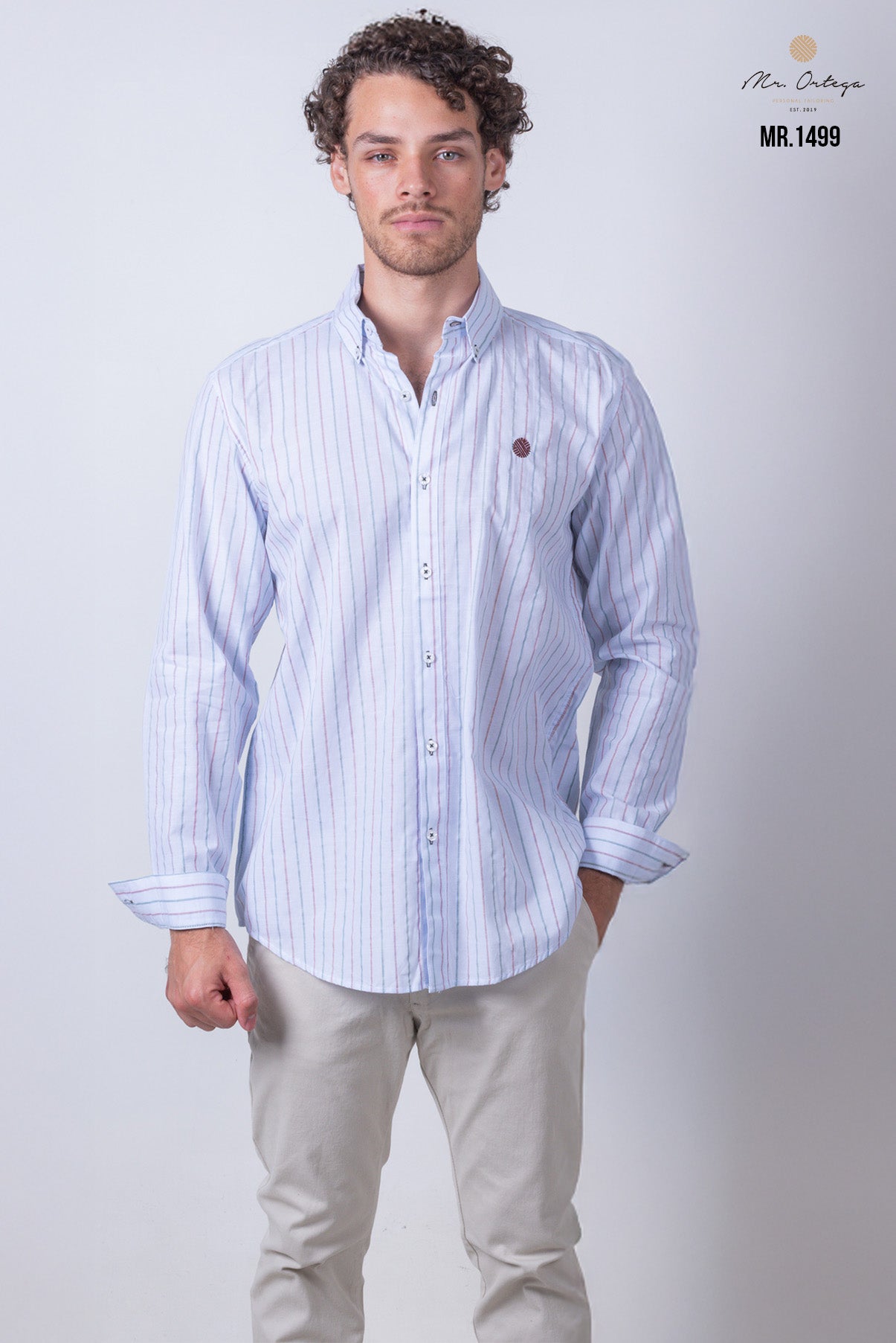 CAMISA RAYAS AZUL Y ROJO MANGA LARGA