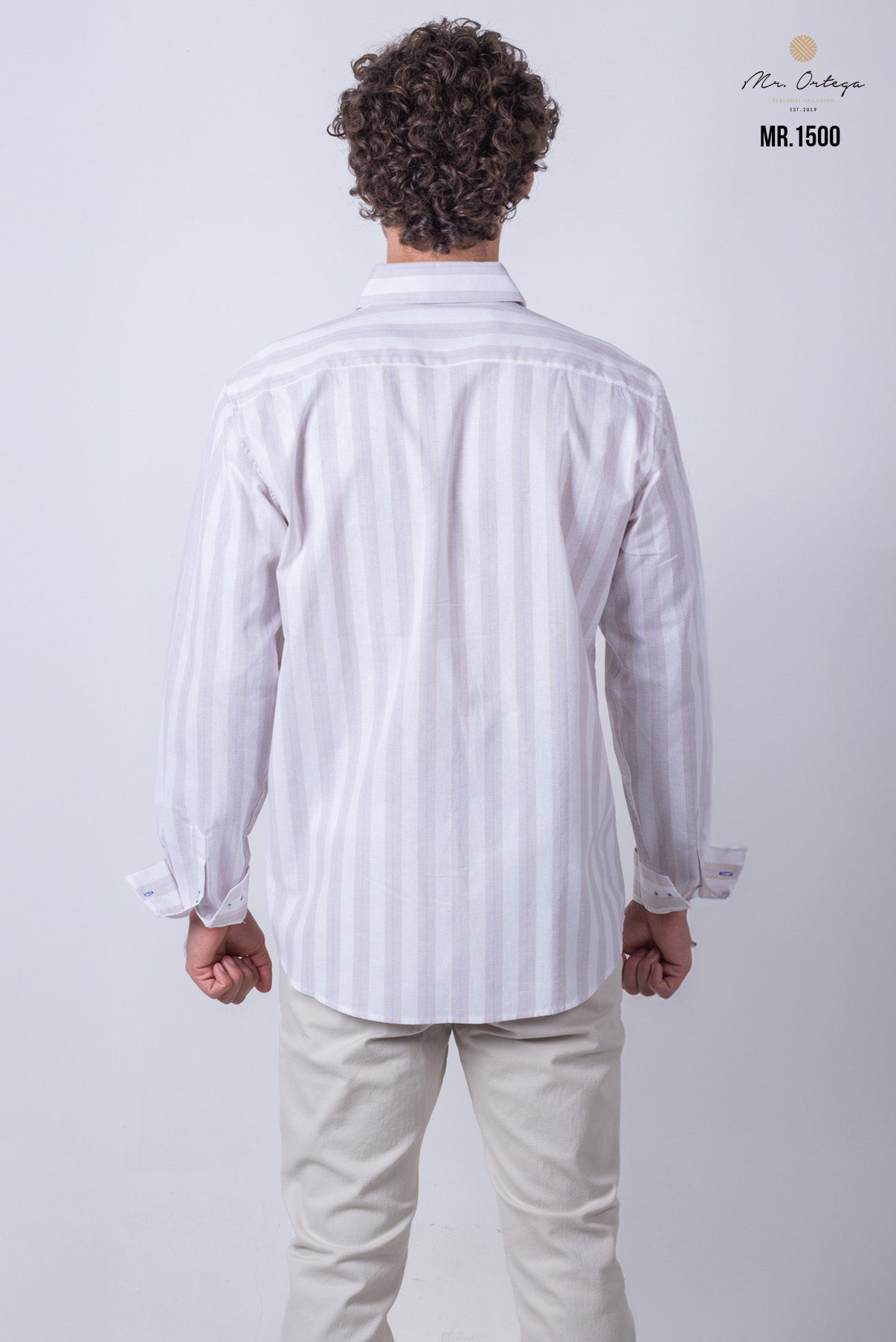 CAMISA RAYAS BEIGE, CAFE Y AZUL