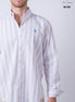 CAMISA RAYAS BEIGE, CAFE Y AZUL