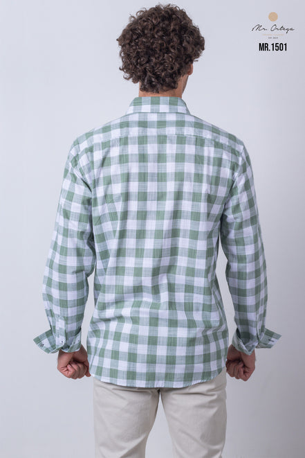 CAMISA CUADROS VERDE Y BLANCO