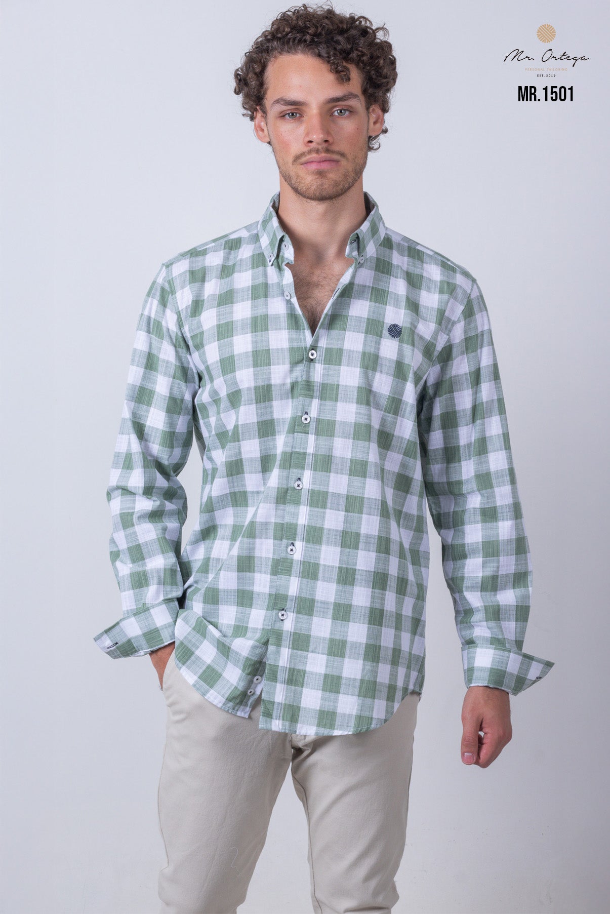 CAMISA CUADROS VERDE Y BLANCO