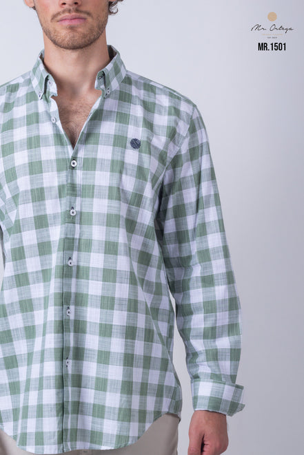 CAMISA CUADROS VERDE Y BLANCO