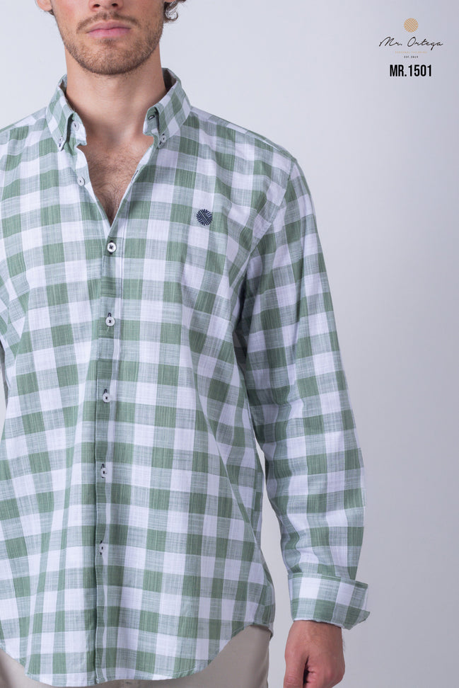 CAMISA CUADROS VERDE Y BLANCO