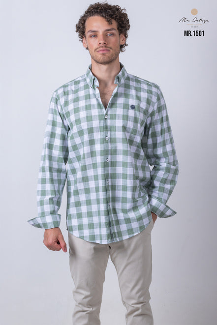 CAMISA CUADROS VERDE Y BLANCO