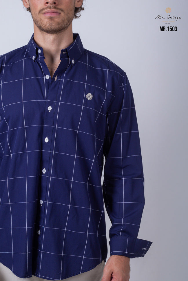 CAMISA CUADROS AZUL MARINO