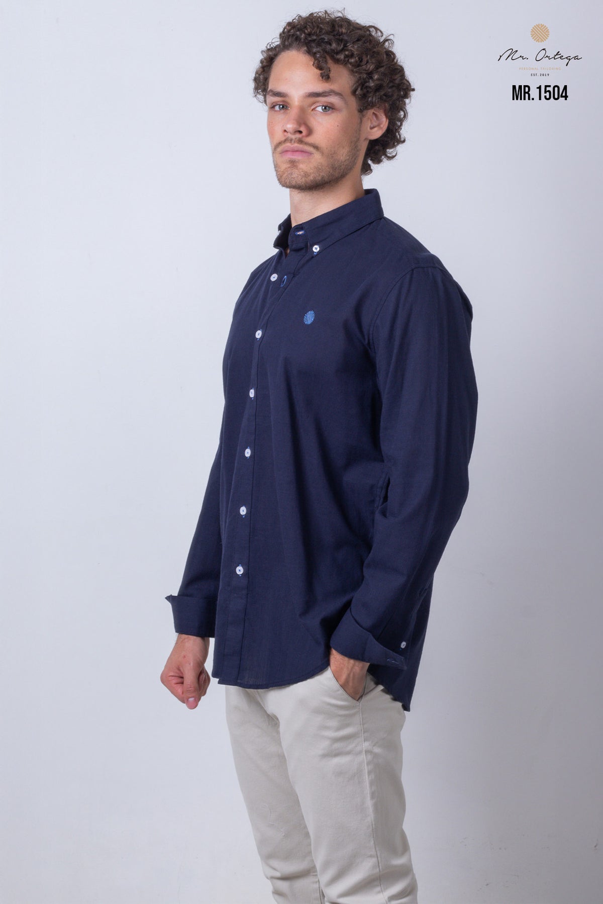 CAMISA LISA AZUL MARINO MANGA LARGA