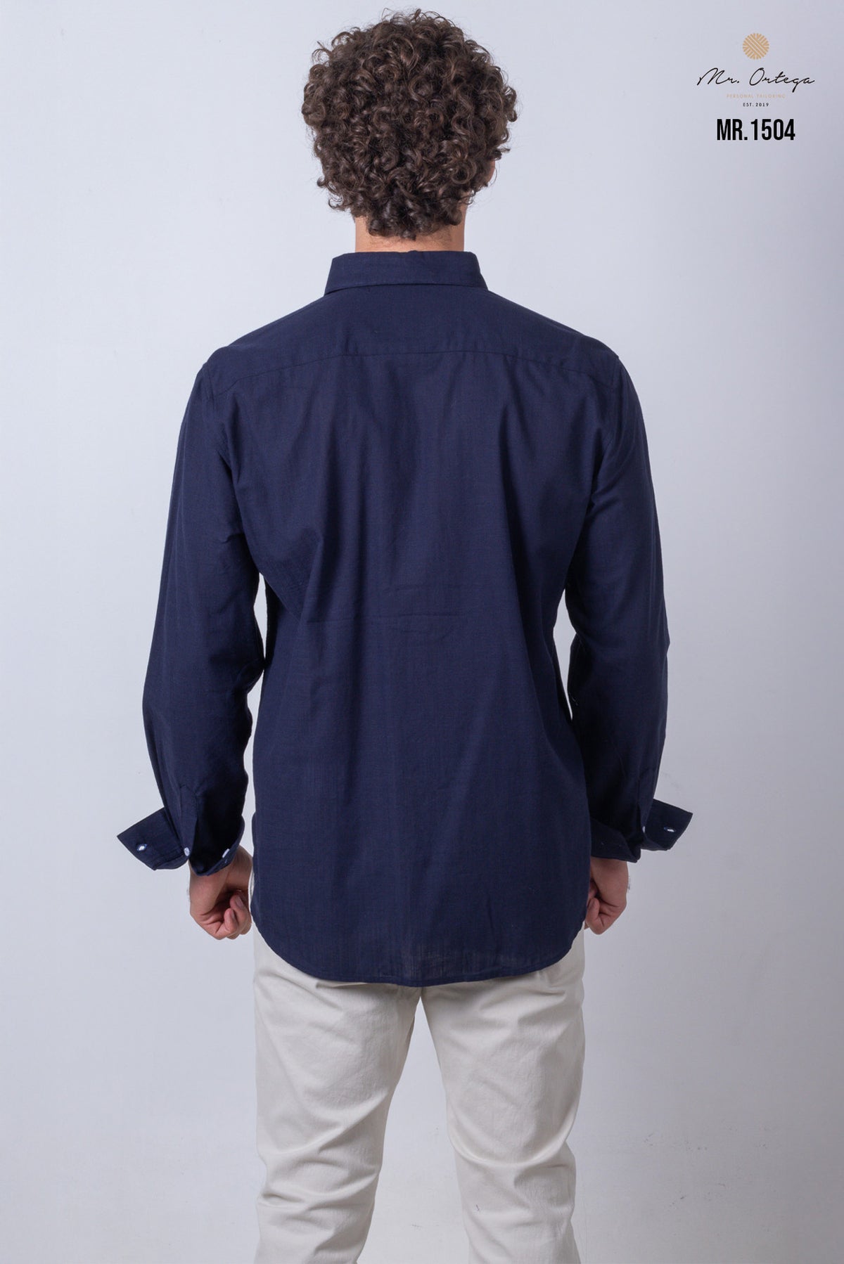 CAMISA LISA AZUL MARINO MANGA LARGA