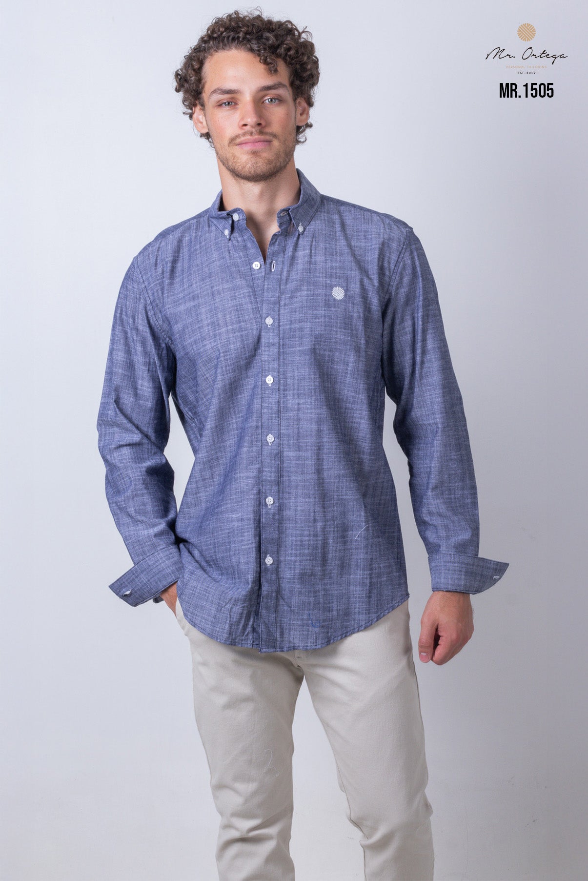 CAMISA LISA AZUL MARINO MANGA LARGA