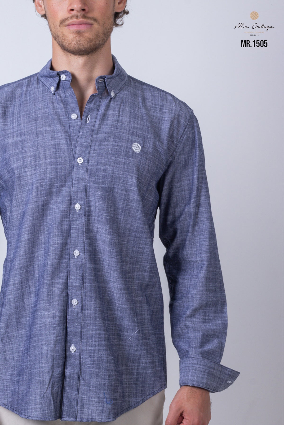 CAMISA LISA AZUL MARINO MANGA LARGA