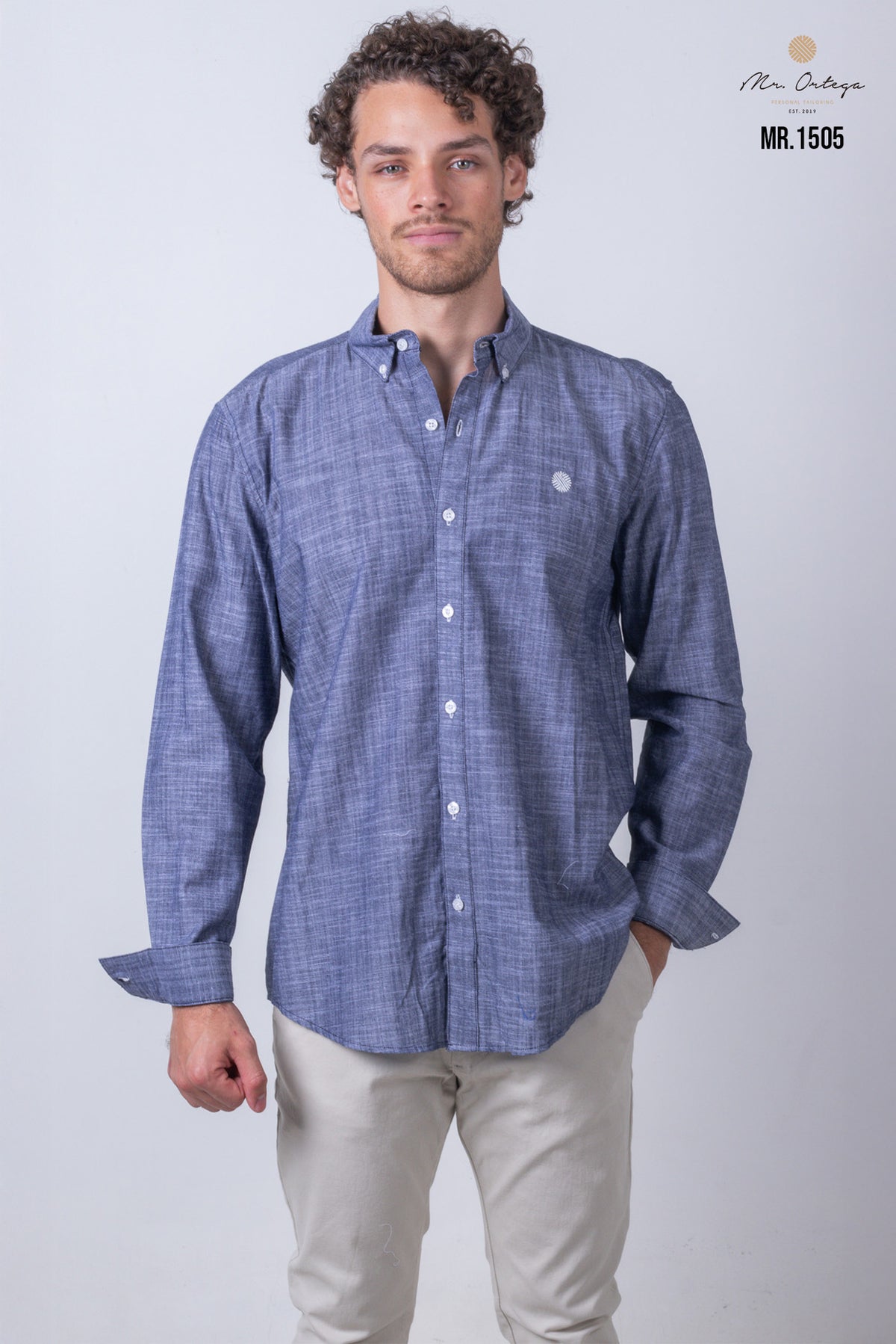 CAMISA LISA AZUL MARINO MANGA LARGA